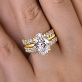 Affordable 3PC Wedding Ring Set 4.0 Carat Oval Cut In Sterling Silver Mychicdress